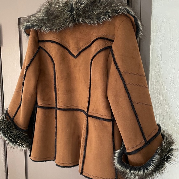 Faux Fur & Suede Jacket Bohemian Style Excellent Condition by PLATINUM - Picture 6 of 11